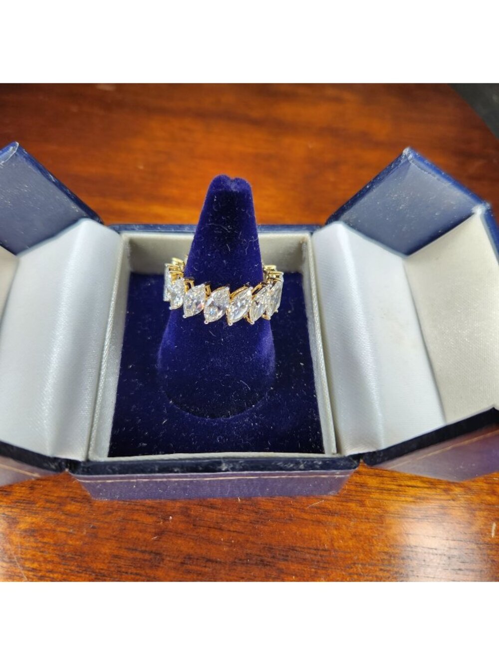 Exquisite 6.68 CTW Marquise Brilliant-Cut Lab Grown Diamond 14K Gold Eternity Ri